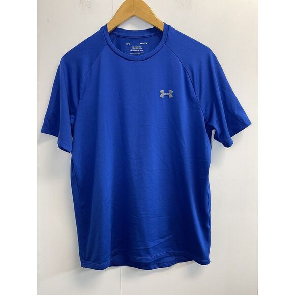 Under Armour The Tech Tee Men's Size M T-Shirt Blue Short Raglan‎ Sleeve - Picture 1 of 3